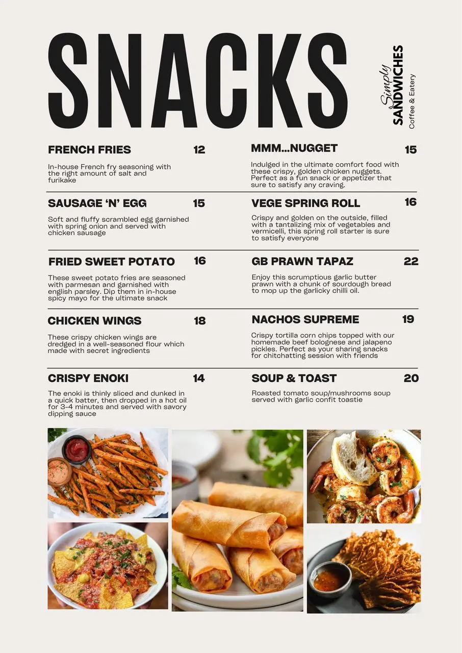 Menu preview for Simply Sandwiches TTDI