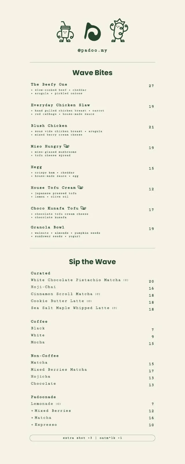 Menu preview for Padoo