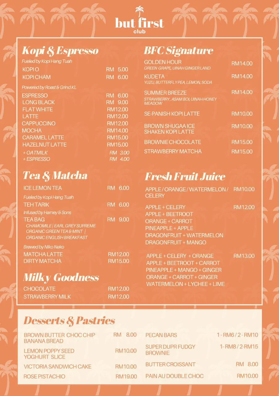 Menu preview for But First Club Cafe