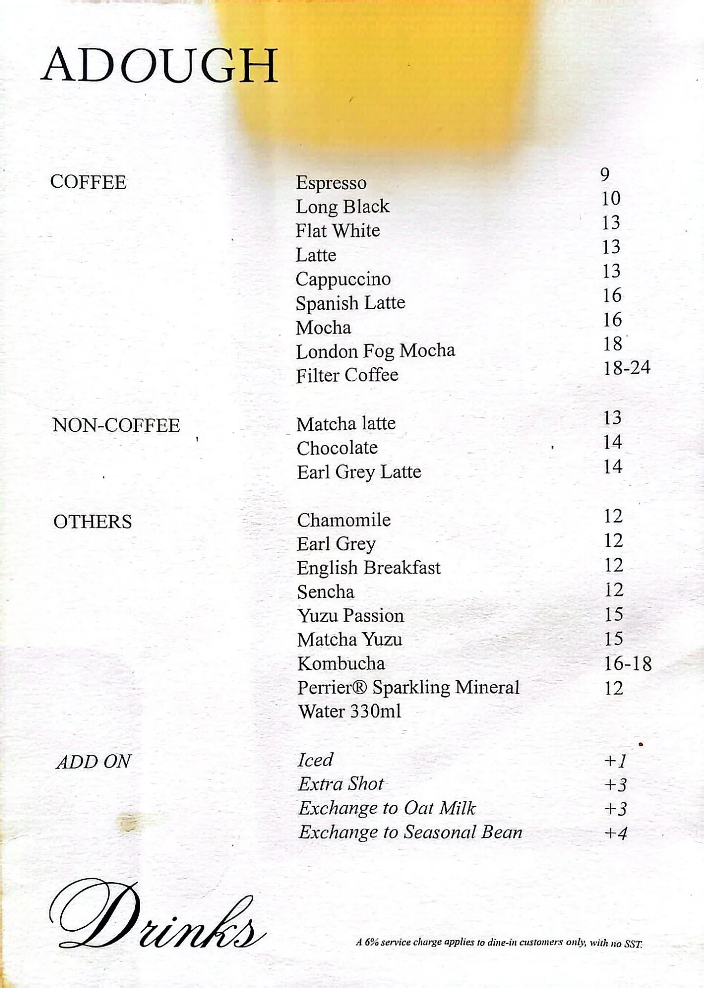 Menu preview for ADOUGH Sourdough Social